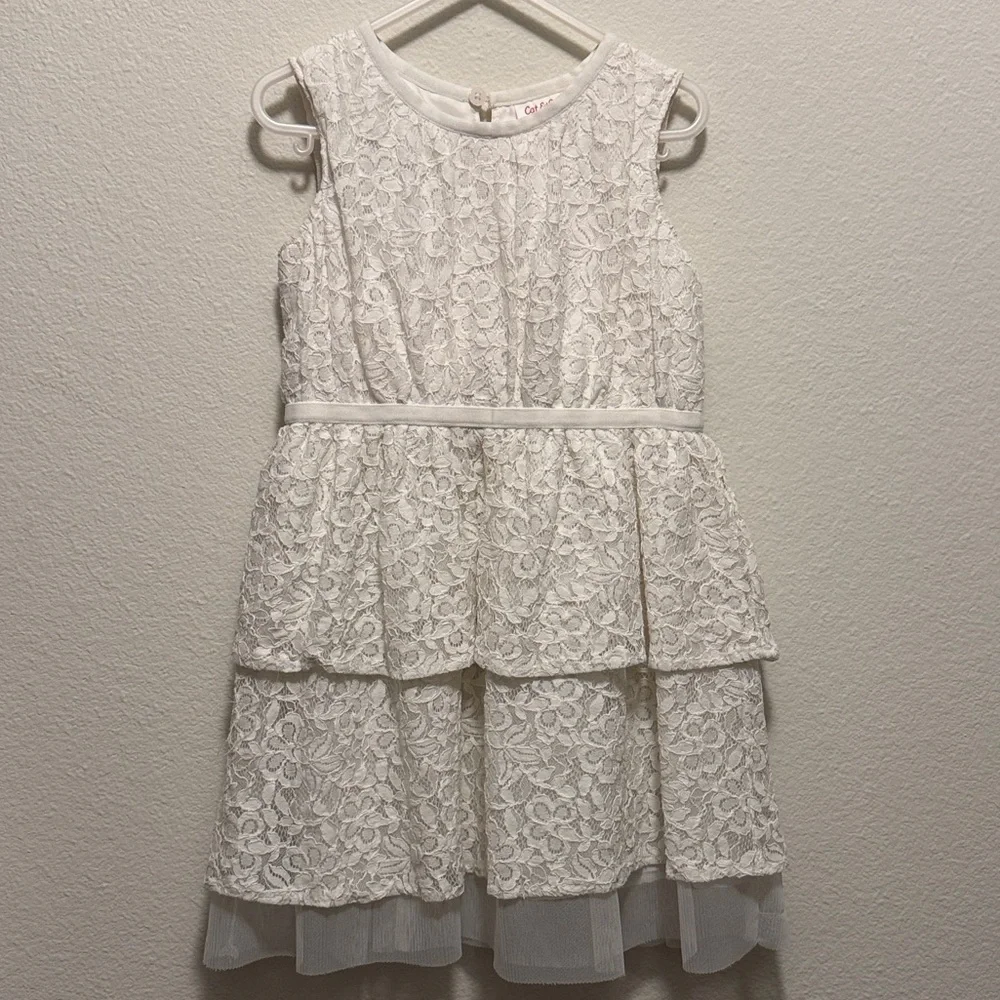 Cat & Jack lace toddler tank dress size 4T color cream